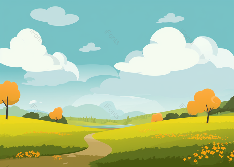 卡通草地田园风景插画,插画/手绘图,插画/手绘图库,插画/手绘图下载,插画/手绘